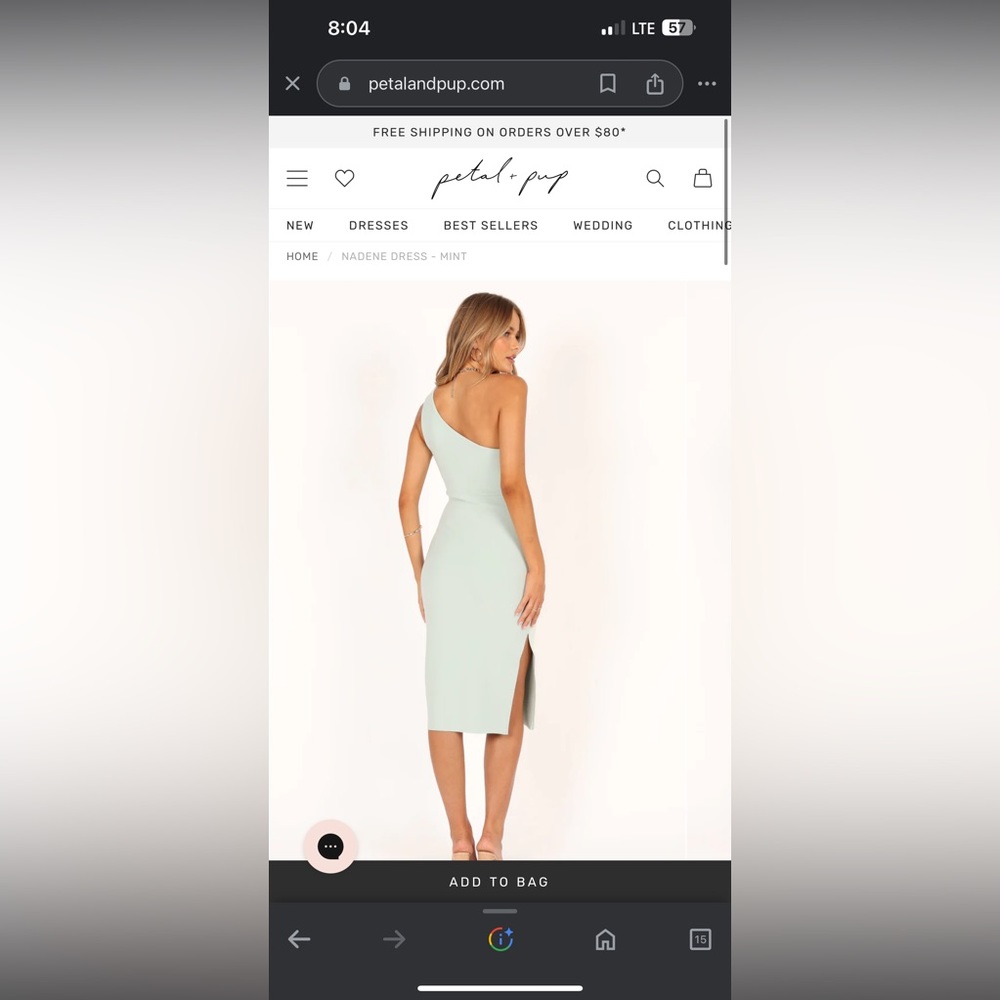 Petal & Pup One-Shoulder Midi Dress in Mint Green - Picture 6 of 11